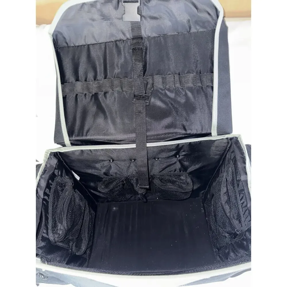 Rolling Tote Multiuse Wheeled Carrier Storage Bag Case Rubbermaid With Pockets